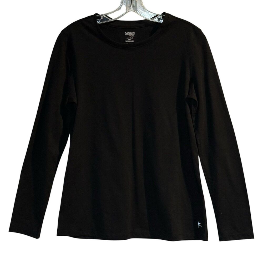 Danskin Women’s M (8-10) Long Sleeve Black Pullover Semi Fitted Athletic Top